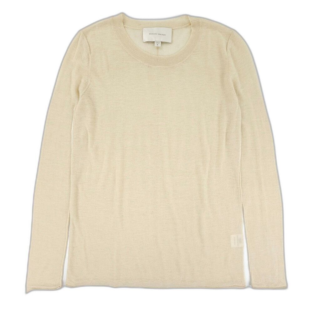 BROCHU WALKER Lightweight Wool Crewneck Sweater Layering Top Minimal Lagenlook